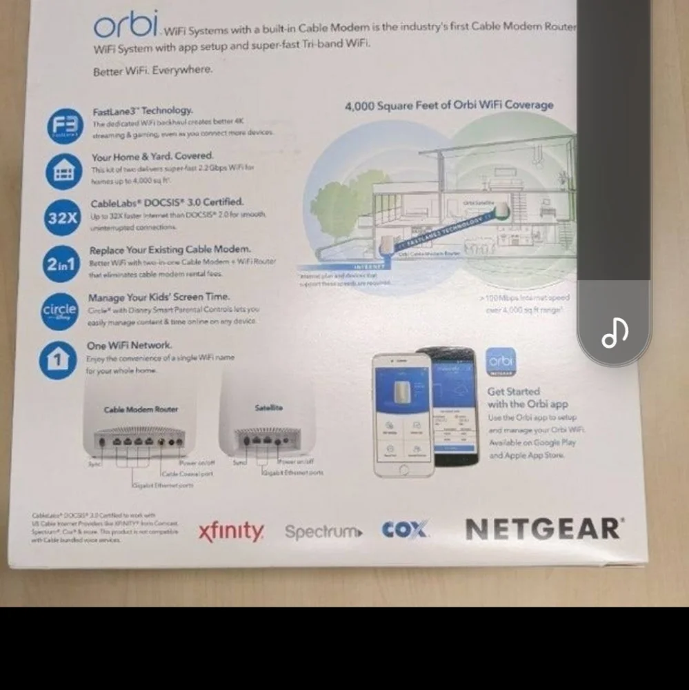 Netgear Netgear Orbi All-in-One Cable Modem + Whole Home Mesh-ready WiFi Router